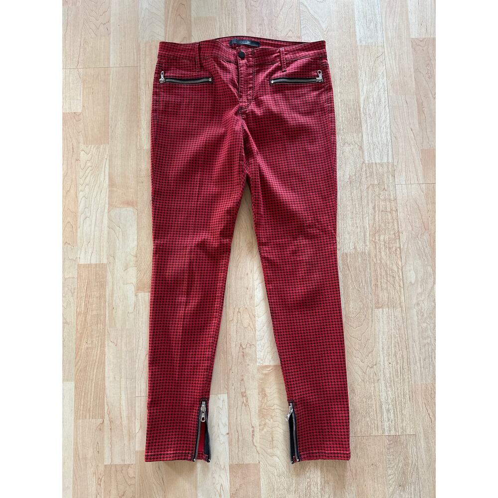 *Joes Red Houndstooth Moto Skinny Pants Size 30
